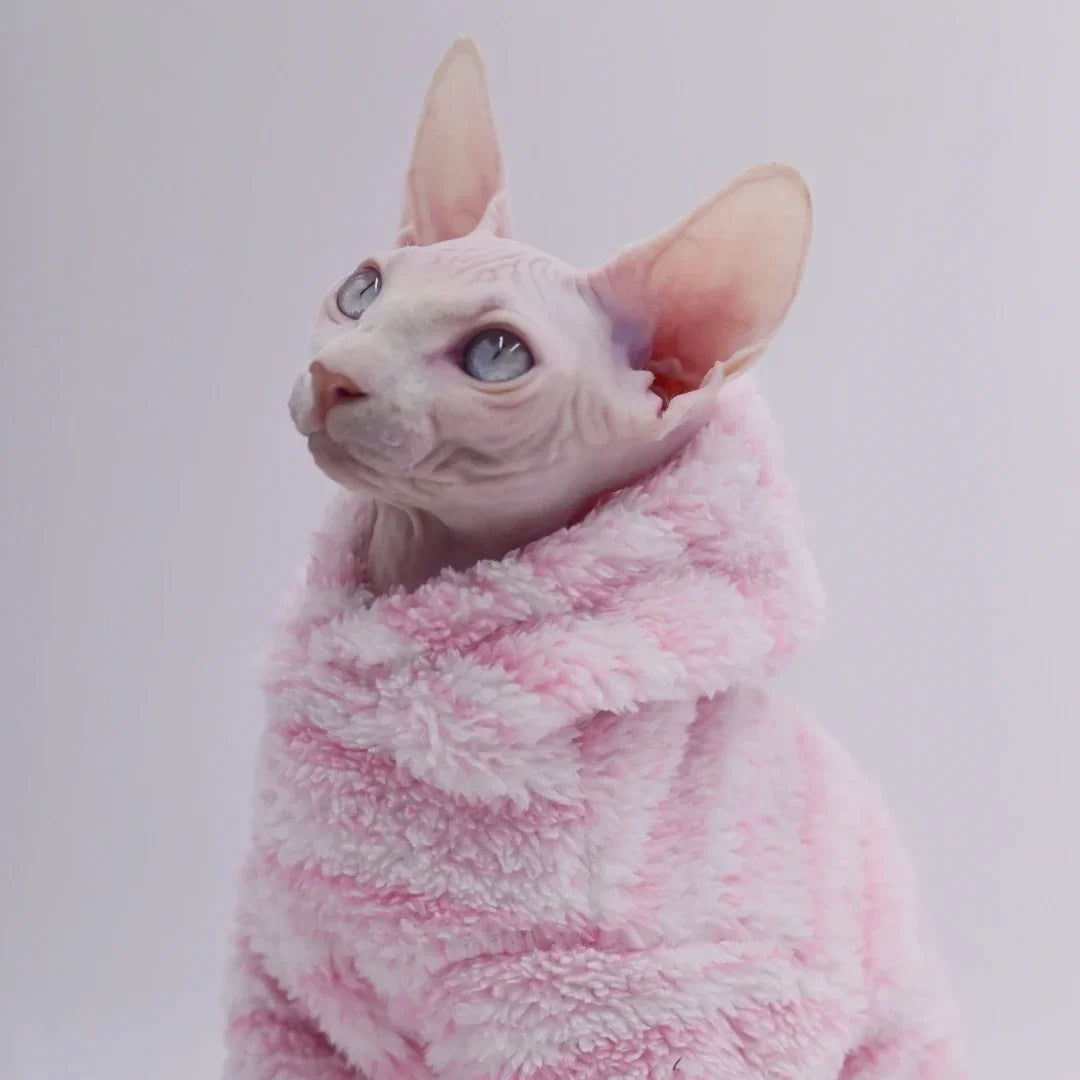 DUOMASUMI Soft Double-sided FluffY Winter Jacket Warmth Coat for cat Thickening Sphinx Sphynx Cat Clothes Hairless Cat Outfits