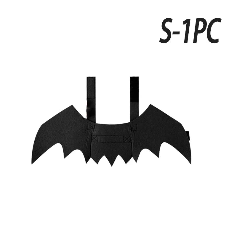 Halloween Pet Costume Bat Wings with Bell Chest Back Strap Dog Cat Clothes for Party Cosplay Holiday Decoration Use