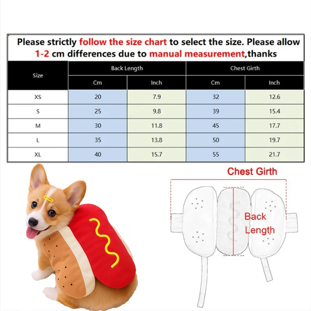 Cosplay Halloween Costumes Hamburger Funny Dachshund Dog Party Cloth Warm Hot Dog Carnival Puppy Clothes For Pets Small Cat
