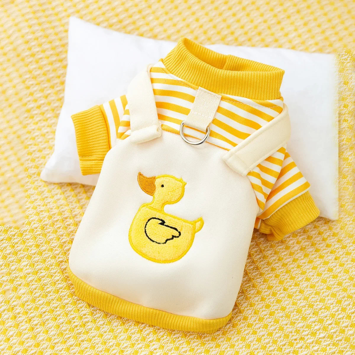 Autumn and Winter Cute Little Penguin Striped Cartoon Suspender Two Leg Hoodie Cat Plush Pet Teddy Clothes Puppy Clothes