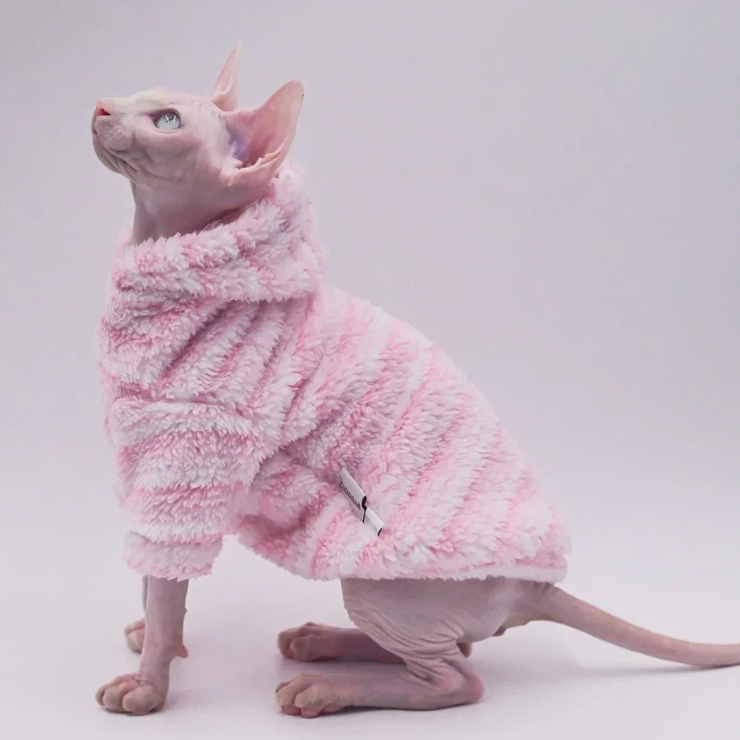 DUOMASUMI Soft Double-sided FluffY Winter Jacket Warmth Coat for cat Thickening Sphinx Sphynx Cat Clothes Hairless Cat Outfits