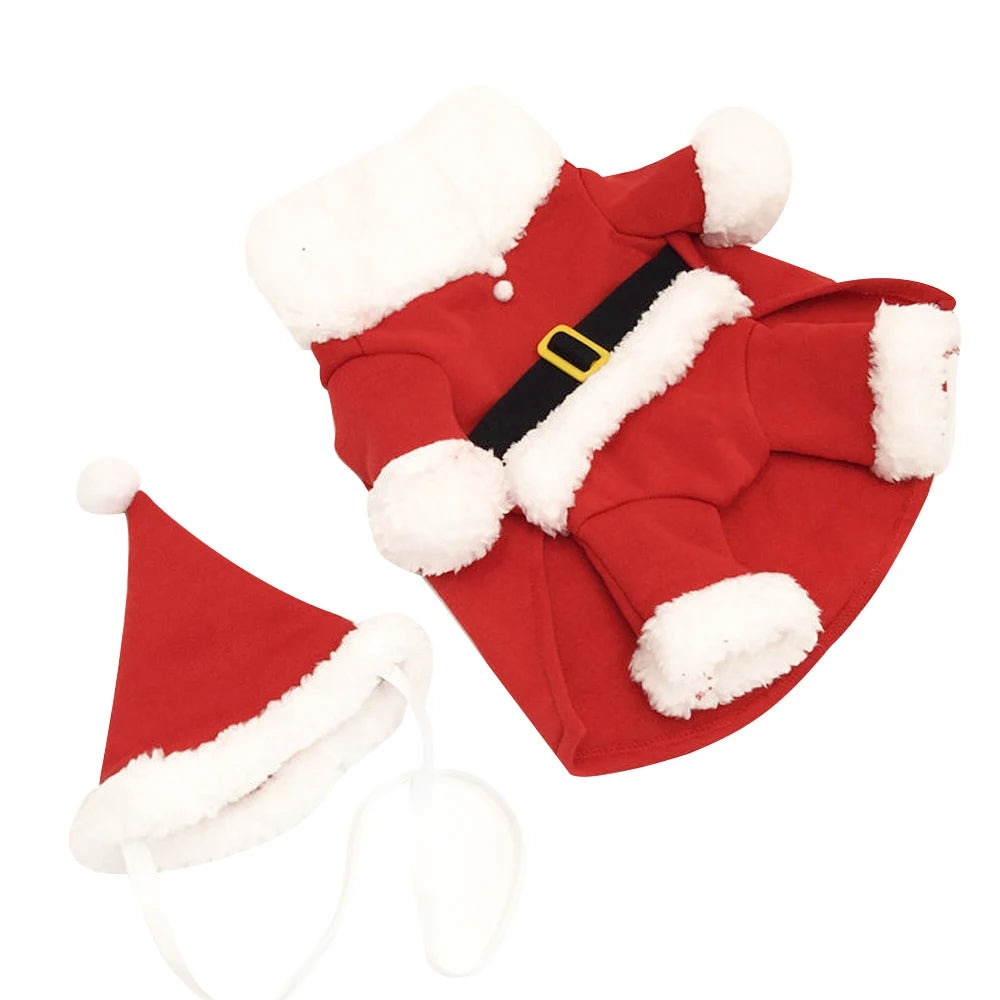 New Year Christmas Cat Costumes Funny Santa Claus Clothes For Small Cats Dogs Xmas Pet Cat Clothing Winter Kitty Kitten Outfits