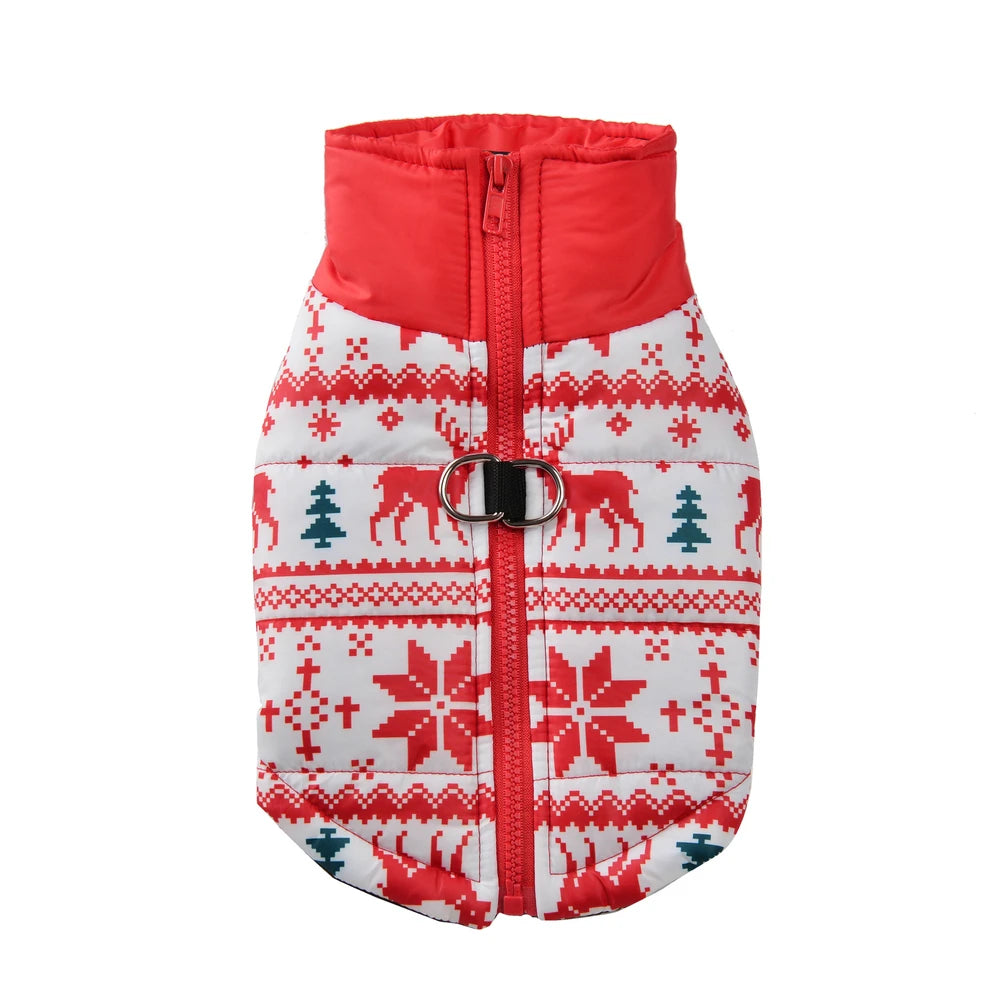Winter Dog Clothes For Small Medium Dogs Coat Cats Jacket Christmas Tree Print Pet Outfits Windproof Chihuahua Yorkshire Costume
