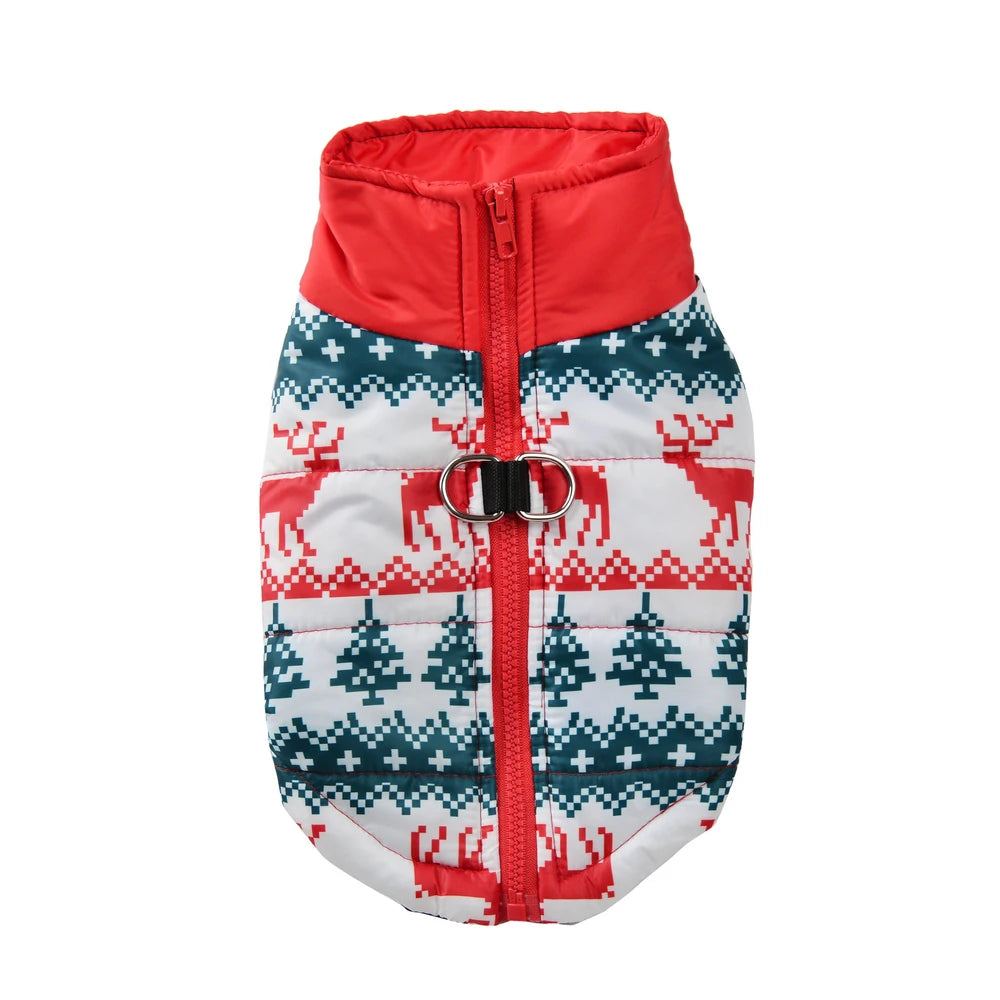 Winter Dog Clothes For Small Medium Dogs Coat Cats Jacket Christmas Tree Print Pet Outfits Windproof Chihuahua Yorkshire Costume