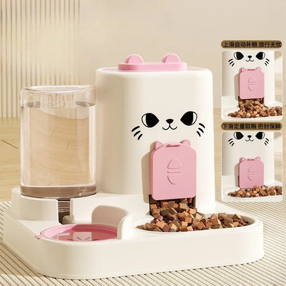 Automatic Cat Feeder and Water Dispenser 2in1 Food Water Bowl for Pets Dry Wet Separation Smart Feeder with Timer