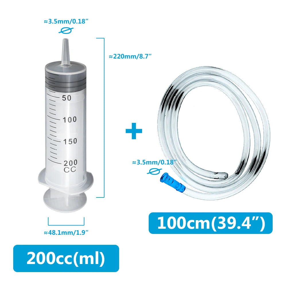 Multifunction 100ml-550ml Syringe Large Capacity With 100cm Hose Pump Measuring Washable Injector For Pet Feeding Oil Glue Fluid