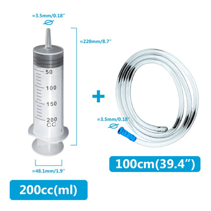 Multifunction 100ml-550ml Syringe Large Capacity With 100cm Hose Pump Measuring Washable Injector For Pet Feeding Oil Glue Fluid
