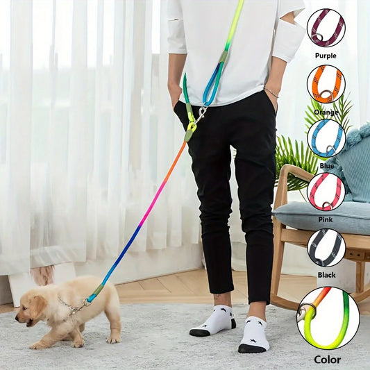 Reflective Pet Dog Nylon Leash Hands-Free Freedom for Hiking Walking Running Adjust Crossbody Bungee Leash with Shock Absorption