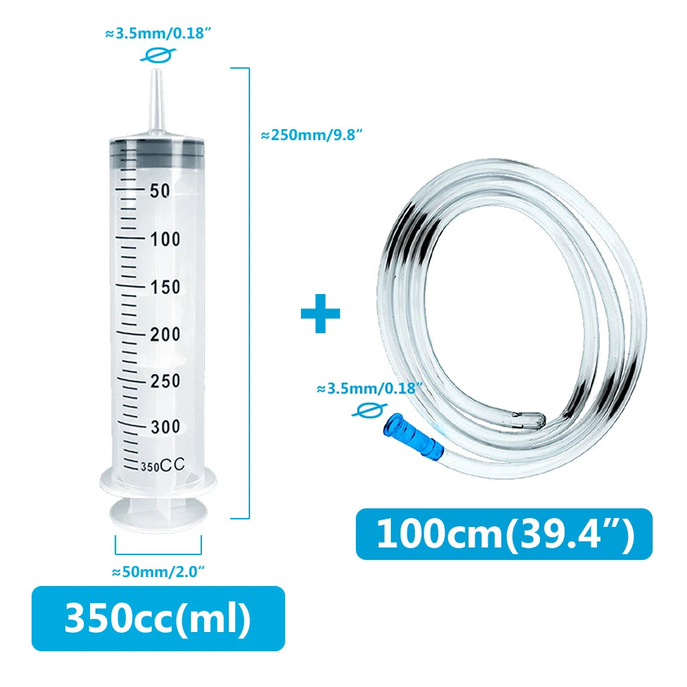 Multifunction 100ml-550ml Syringe Large Capacity With 100cm Hose Pump Measuring Washable Injector For Pet Feeding Oil Glue Fluid