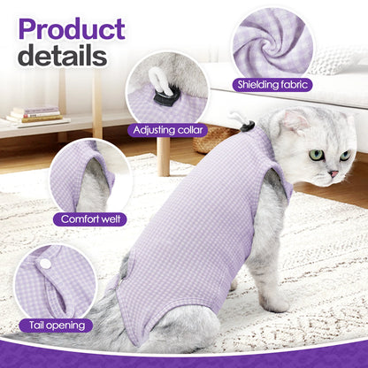 Cat Recovery Suit Professional,Abdominal Wounds Cone E-Collar Alternative,Pet Surgical Recovery Suit Soft Onesie for Cats