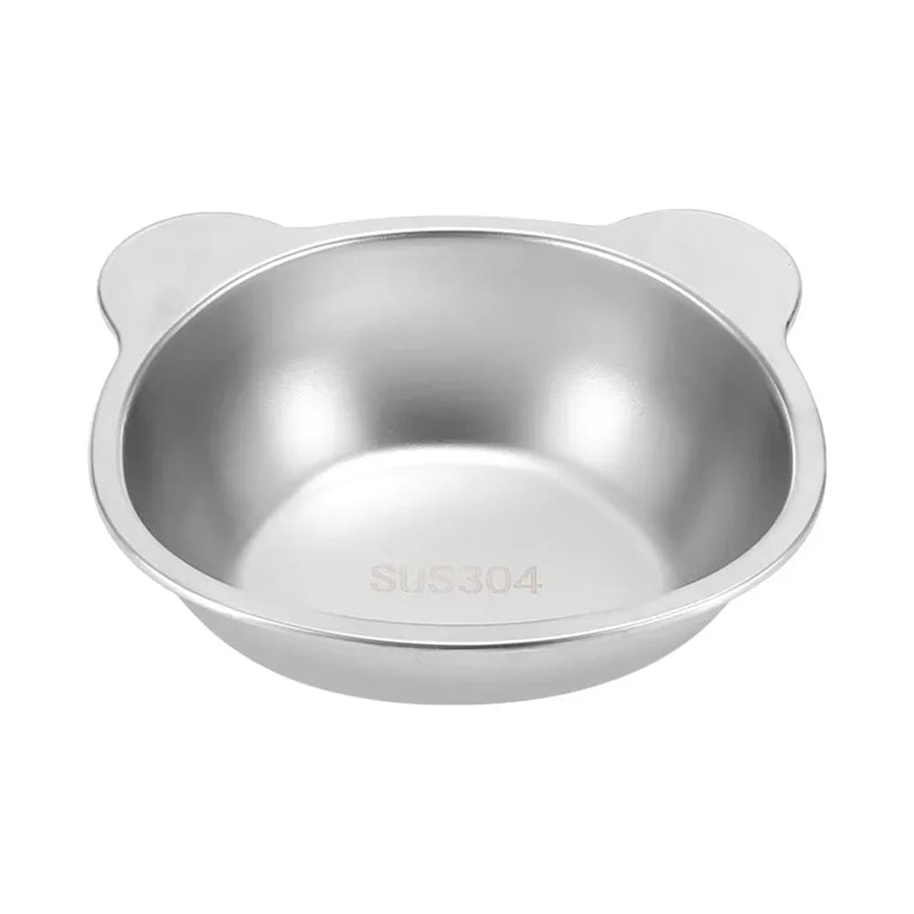 ‌304 Stainless Steel Raised Cat Bowl with 15° Elevated Design Tilted Neck Guard Healthy Feeding Shatterproof for Cats Puppies