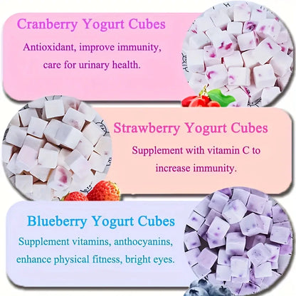 100g/3.53oz  Fruit Yogurt Cubes Dog Treats For Dogs Or Cats, Made With Yogurt And Fruit, Healthy, Easily Digestible