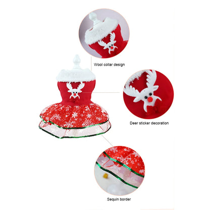 Christmas Bling Dog Dress Puppy Holiday Thermal Clothes Christmas Theme Dog Dress Outfit Christmas Dress Up Supplies
