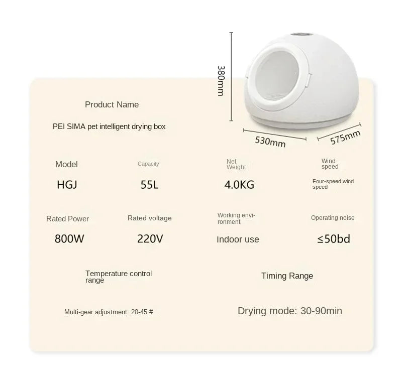 New Spherical Household Dryer Cat and Dog Hair Dryer Hair Blowing Bathing Pet Drying Box Negative Ion Hair Dryer 5-speed
