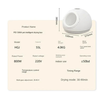 New Spherical Household Dryer Cat and Dog Hair Dryer Hair Blowing Bathing Pet Drying Box Negative Ion Hair Dryer 5-speed
