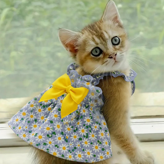 Summer Cotton Sphynx Cat Suspender Skirt Love Flower Pet Princess Dresses for Cats Gotas Katten Kedi Dog Dress mascotas Clothes