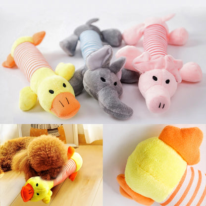 Plush Cute Elephant Duck Pig Pet Dog Cat Squeak Sound Dog Toys Funny Fleece Durability Chew Molar Toy Fit for All Pets