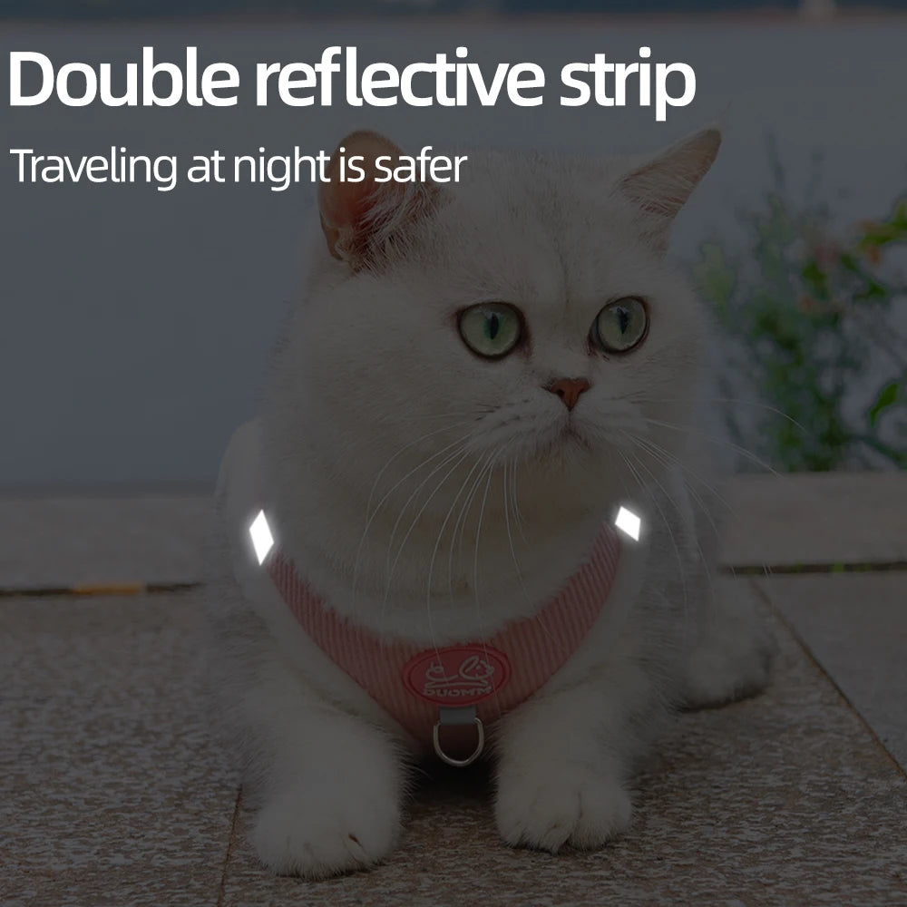 Cat Winter Small Dog Harness Leash Rabbit Plush Reflective Pet Harness Vest-Style Puppy Outdoor Dog Lead Walking Cat Windproof