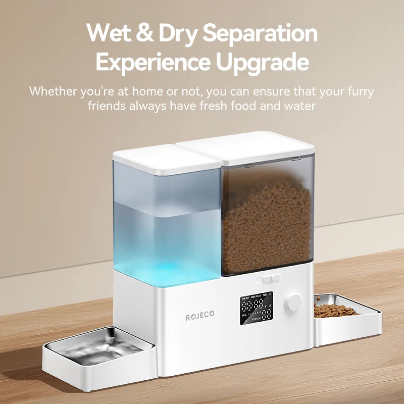 Automatic Pet Feeder Water Fountain 8.5L Button Version Dog Food Dispenser Water Refill 2 in 1 Drinking Feeding Supplies