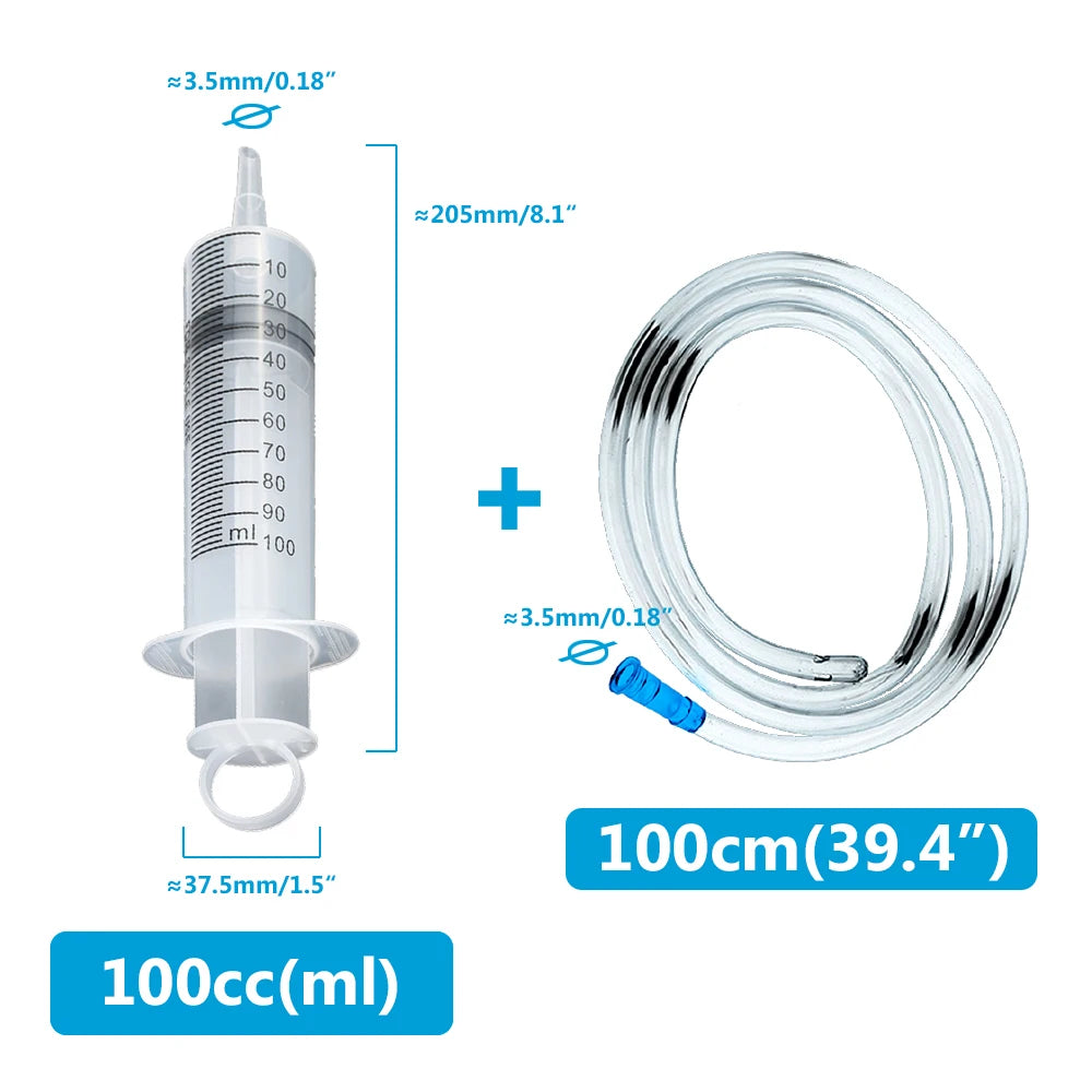 Multifunction 100ml-550ml Syringe Large Capacity With 100cm Hose Pump Measuring Washable Injector For Pet Feeding Oil Glue Fluid