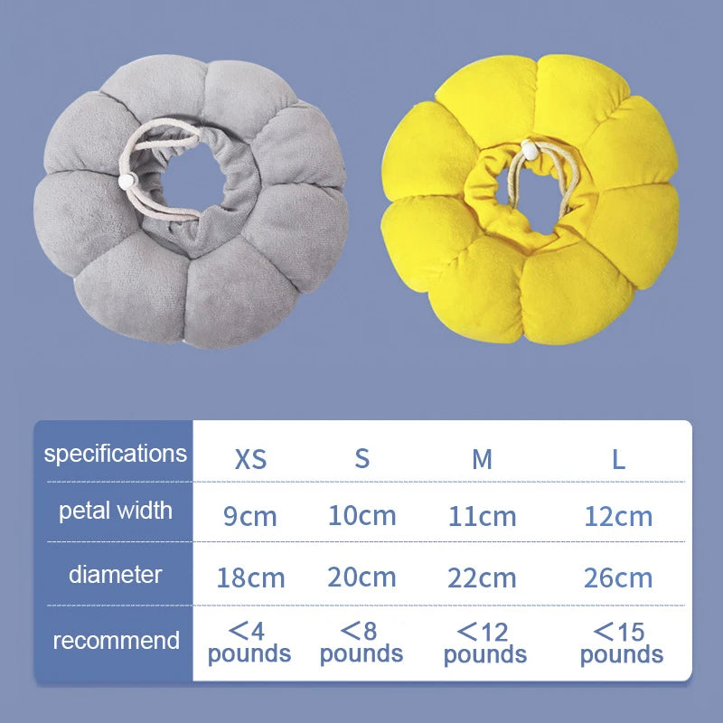 Pet Cat Small Dog Recovery Collar, Adorable Sunflower After Surgery Adjustable Pet Collar,Wound Healing Protection Collar