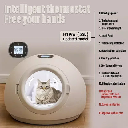 New Spherical Household Dryer Cat and Dog Hair Dryer Hair Blowing Bathing Pet Drying Box Negative Ion Hair Dryer 5-speed