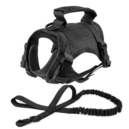 Tactical Cat Harness with Leash Set Puppy Walking Escape Proof Adjustable Pet Vest withControl Handle For Large Cats Small Dogs