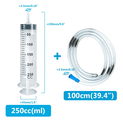 Multifunction 100ml-550ml Syringe Large Capacity With 100cm Hose Pump Measuring Washable Injector For Pet Feeding Oil Glue Fluid