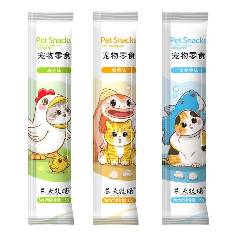 Pet Kitten Snacks Cat Strips Nutritional Paste Cat Food Dried Fish Salmon Tuna Fattening Kitten Adult Cat Canned Food