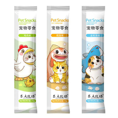 Pet Kitten Snacks Cat Strips Nutritional Paste Cat Food Dried Fish Salmon Tuna Fattening Kitten Adult Cat Canned Food
