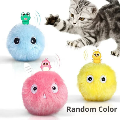 Automatic Cat Toy with Random Barking Sounds, Interactive Plush Ball for Boredom Relief & Exercise, Electric Pet Teaser Gift