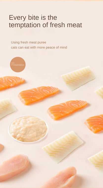 Pet Kitten Snacks Cat Strips Nutritional Paste Cat Food Dried Fish Salmon Tuna Fattening Kitten Adult Cat Canned Food