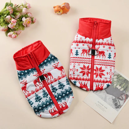 Winter Dog Clothes For Small Medium Dogs Coat Cats Jacket Christmas Tree Print Pet Outfits Windproof Chihuahua Yorkshire Costume