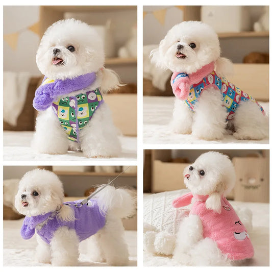 Christmas Halloween Meme Two Legged Sweater for Puppy Kitty Pet Winter Outfit for Small Dogs Cats New Year Vest with Scarf