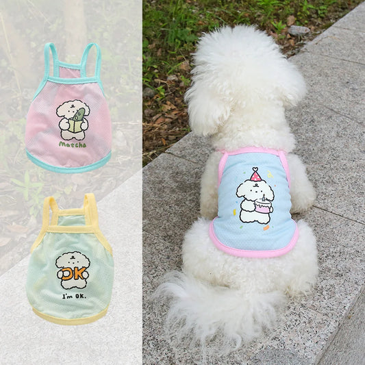 Pet Cool Clothes with Small Straps for Spring and Summer Cool and Breathable Ice Silk Straps for Cats and Dogs Cooling and Com