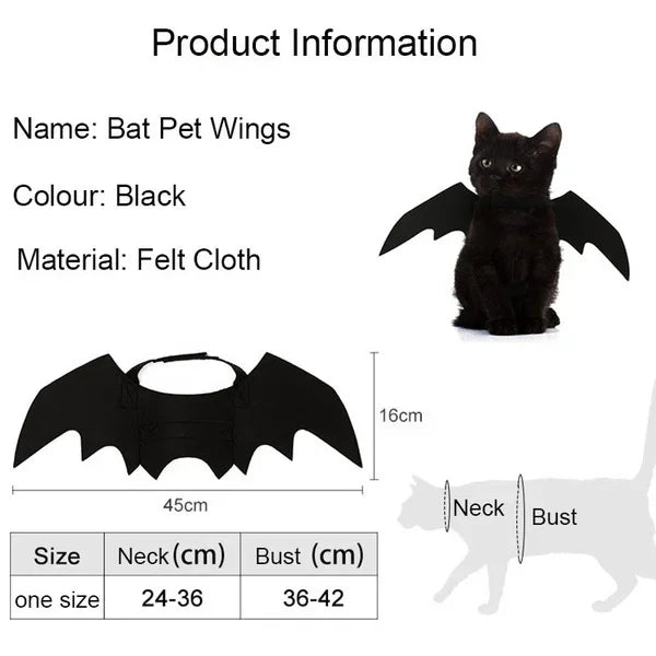 1PC Cute Pet Black Bat Wings Harness Costume Pet Cosplay Suit Cat Dog Halloween Party Pet Supplies Funny Dog Halloween Costume