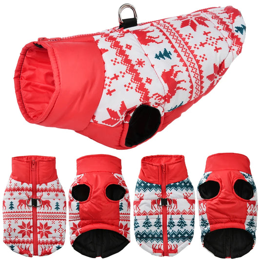 Winter Dog Clothes For Small Medium Dogs Coat Cats Jacket Christmas Tree Print Pet Outfits Windproof Chihuahua Yorkshire Costume