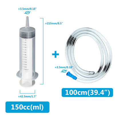 Multifunction 100ml-550ml Syringe Large Capacity With 100cm Hose Pump Measuring Washable Injector For Pet Feeding Oil Glue Fluid