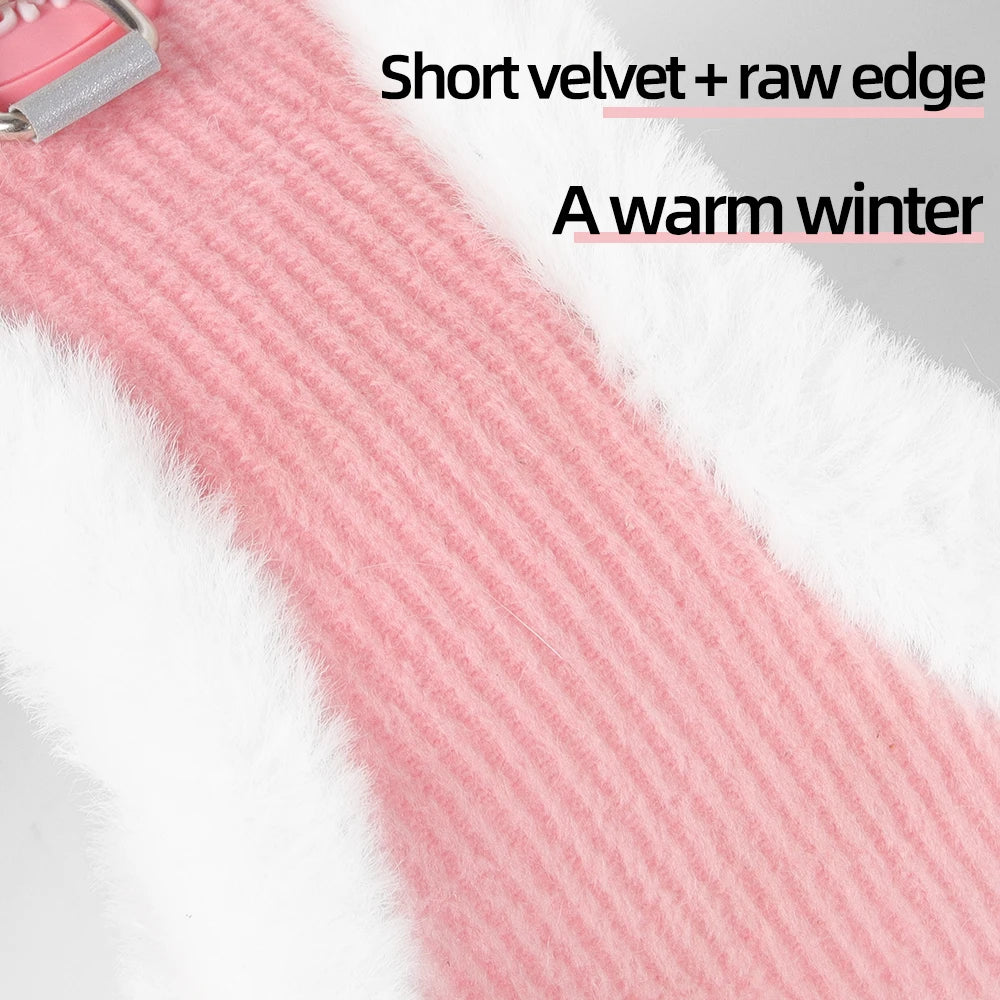 Cat Winter Small Dog Harness Leash Rabbit Plush Reflective Pet Harness Vest-Style Puppy Outdoor Dog Lead Walking Cat Windproof
