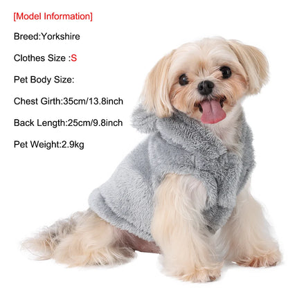 Cute Cat Clothes Rabbit Ears Winter Warm Cozy Plush Pet Coat For Small Medium Dogs Cats Puppy Soft Kitty Sphynx Chihuahua Hoodie