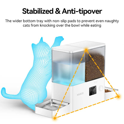 Automatic Pet Feeder Water Fountain 8.5L Button Version Dog Food Dispenser Water Refill 2 in 1 Drinking Feeding Supplies