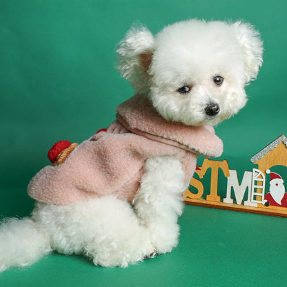 Christmas Pink Elk Three-dimensional Red Nose Pet Clothes Dog Cat Autumn and Winter Thickened Warm Sleeveless Coat