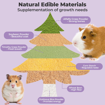 Natural Edible Guinea Pig/Rabbit Treats, Small Pet Dental Health Toys, Detachable Enrichment Chews for Chinchilla/Rat/Gerbils