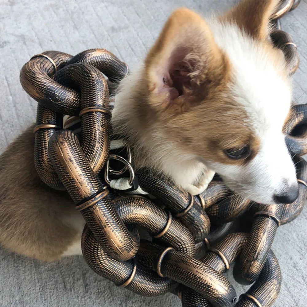Huge Plastic Simulation Iron Chain for Dogs Thick Plastic Dog Leashes Fun Puppy Traction Rope Big Iron Chain Pet Dog Accessories