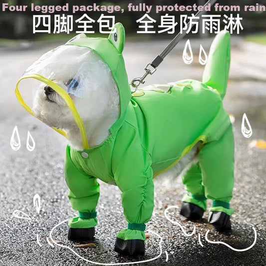 Dog outdoor raincoat,  Little dog raincoat, waterproof on all four feet, pet accessories, small and medium-sized dogs