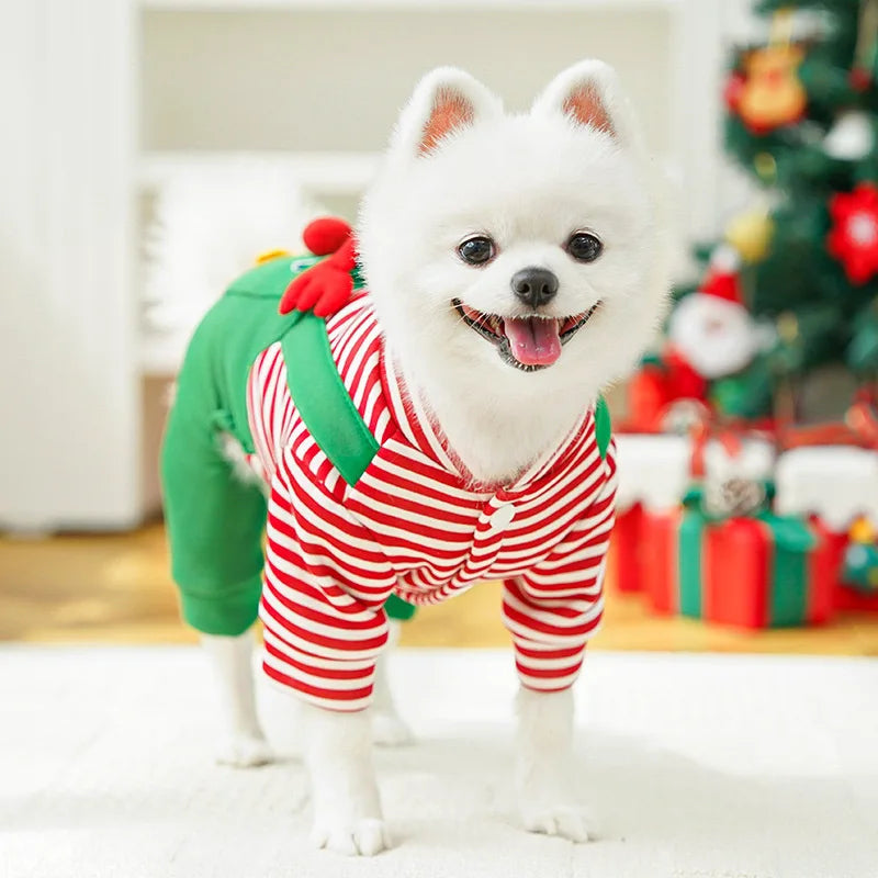 Dog Christmas Clothes Winter Warm Pet Clothes For Small Medium Dogs Elk Santa Claus Dog Cats Coat Hoodies Christmas Dogs Costume