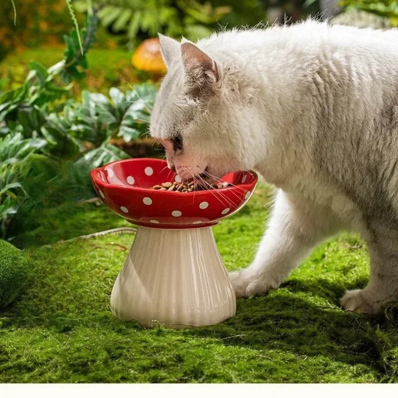 Mushroom Bowl Pet Cat Feeding Bowl Resin Home Decoration Outdoor Statues Crafts Ornaments Cat Water Feeding Neck Protection Bowl