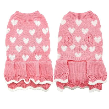 New Christmas Pet Cat Puppy  Clothes for Small Dogs Pet Cat Teddy Costume Red Love Dog Sweater Pet  Costume