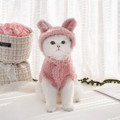 High Quality Autumn Winter Pet Puppy Cat Clothes Plush Rabbit Ears Coat Soft Warm Pet Supplies