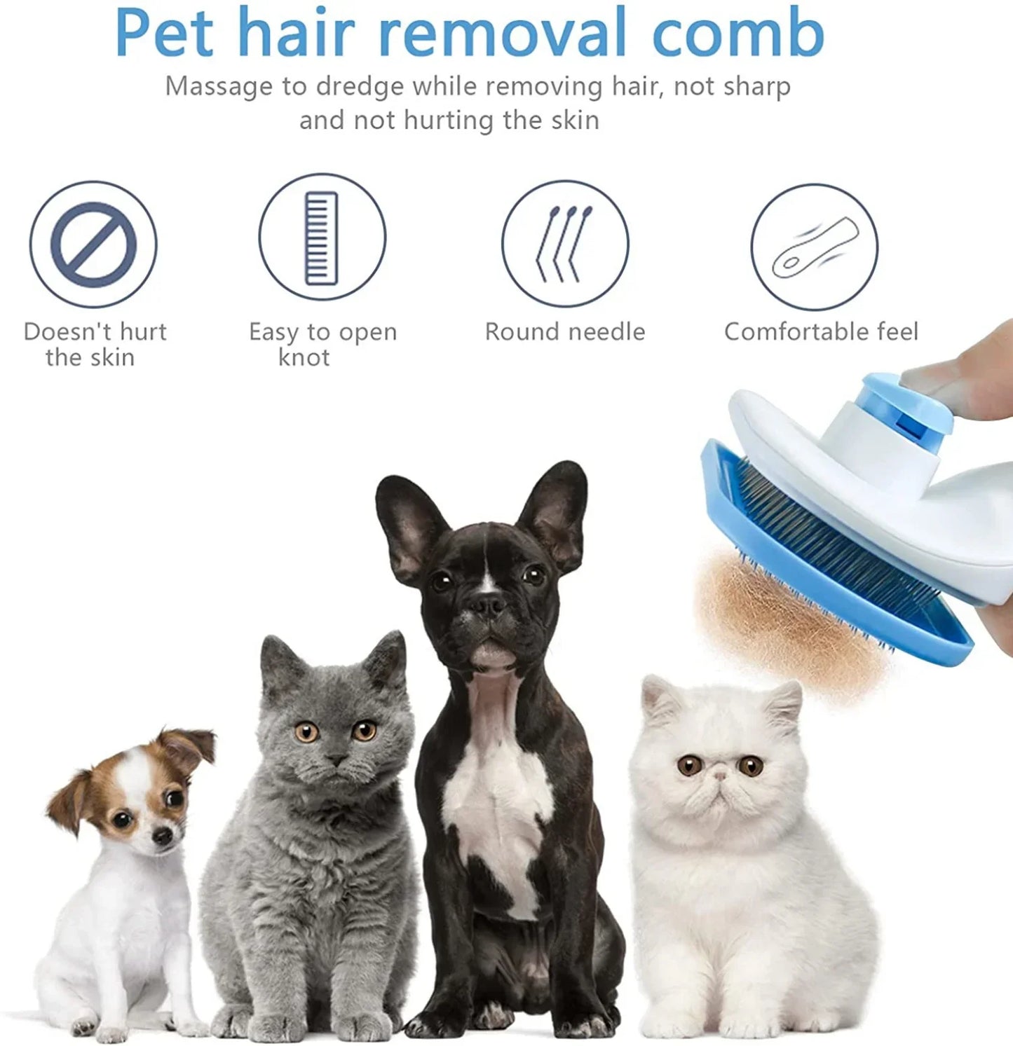 Dog Hair Remover Brush Cat Hair Grooming and Care Comb for Long Hair Dog Pet Removes Hairs Cleaning Bath Brush Pet Supplies